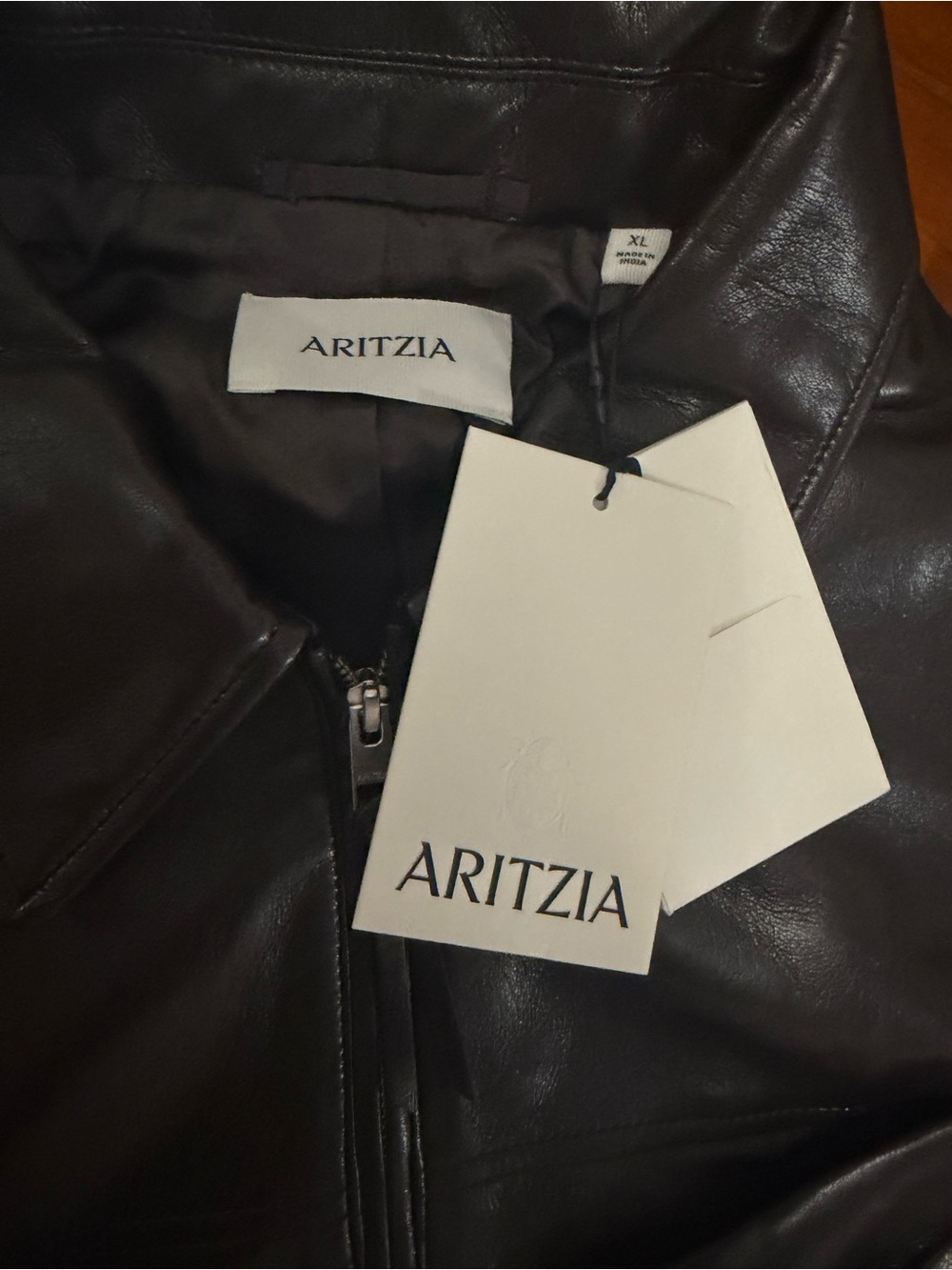 Aritzia women Dark Brown Faux Leather Bomber Jacket - Picture 2 of 4